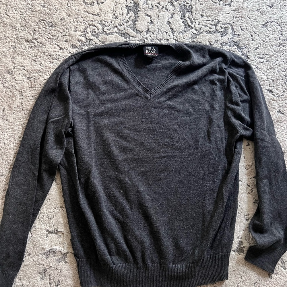 Men's Charcoal V-Neck Sweater